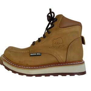 Silver Bull Mens Tan Leather Handcrafted Work Western Boots Size 8 Moc Toe Farm